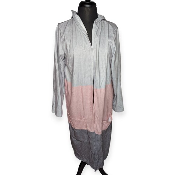 MISSLOOK Long Hooded Color Block Open Front Cardigan Size XL - Picture 1 of 11